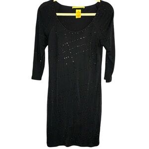 Catherine Malandrino Medium Black 100% Silk Black Rhinestone Embellished Dress